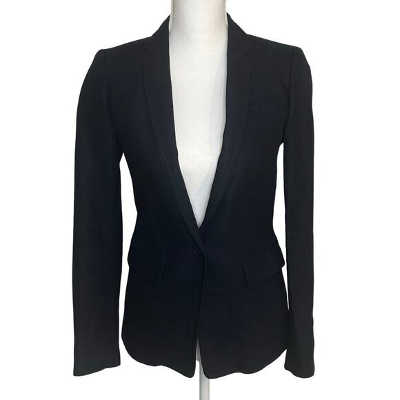 J. crew women's navy 100% linen one button blazer fully lined size 0 - Picture 1 of 6